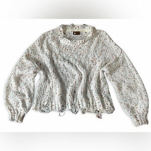 Pol Distressed Knit Confetti Sweater - medium EUC